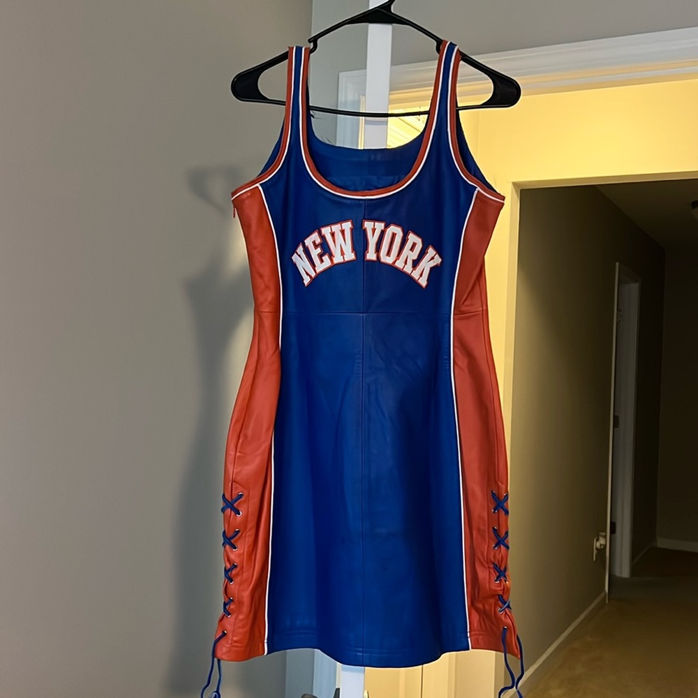 Women’s genuine leather New York Knicks dress. Dress up or down. Very cute NWT